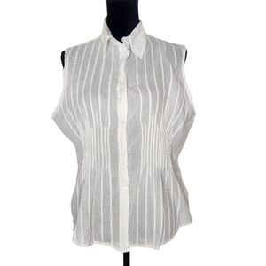 Love Potion Cotton Sleeveless White Button-Up Blouse Top